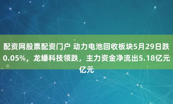 配资网股票配资门户 动力电池回收板块5月29日跌0.05%，龙蟠科技领跌，主力资金净流出5.18亿元